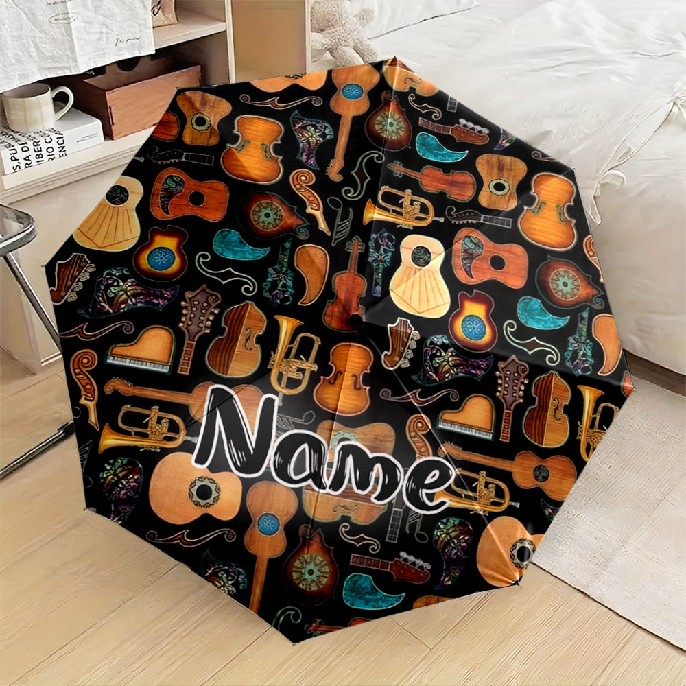 Musical Instrument And Names - Parasol z personalizowanym imieniem, wzór instrumentu