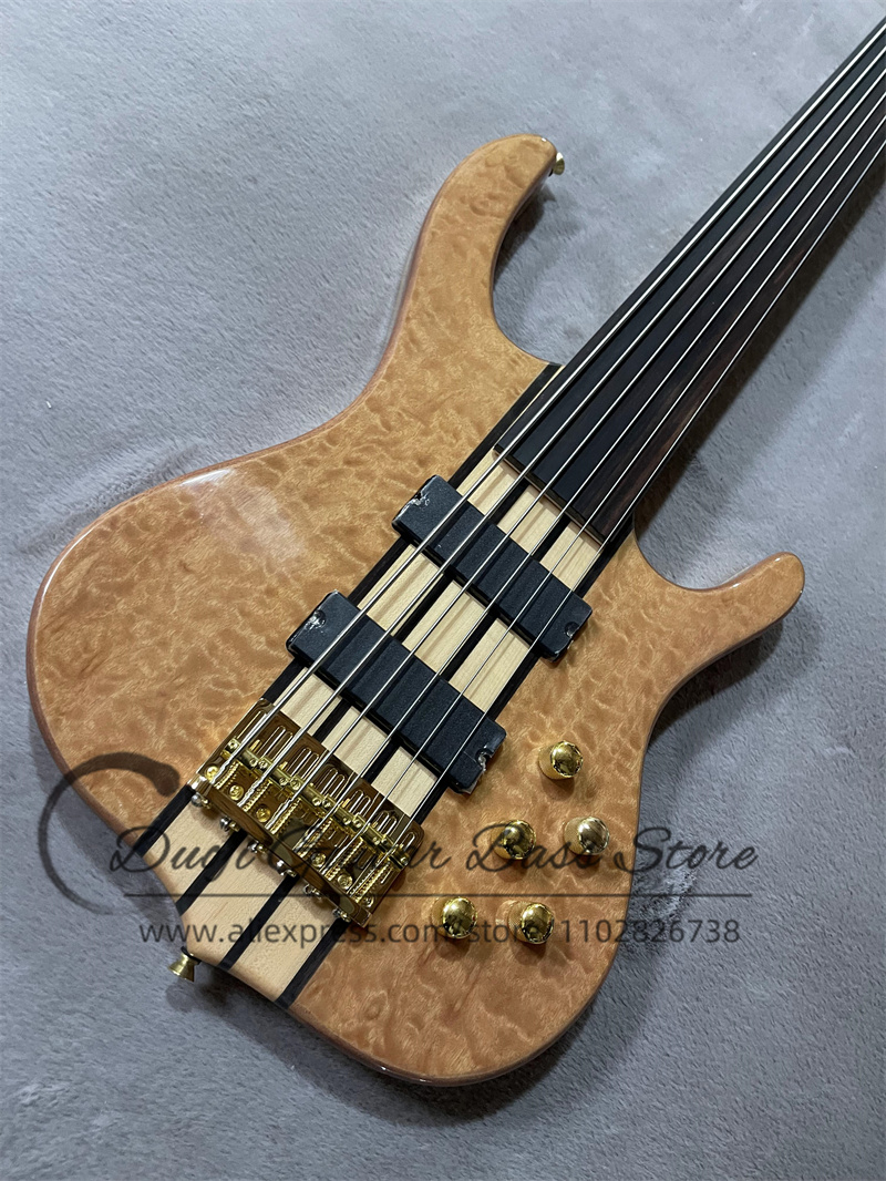 Bass Guitar Fretless - 6-strunowa gitara basowa bezprostkowa, top z