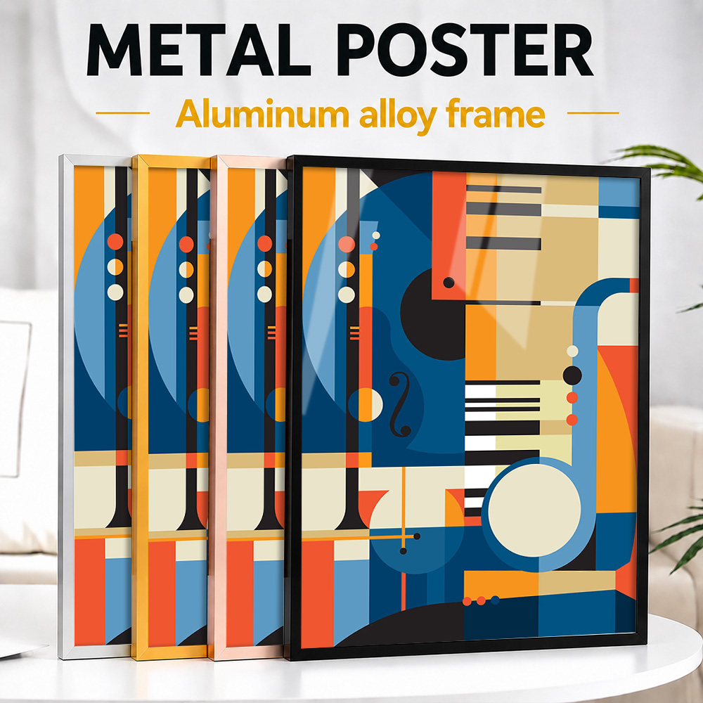 Musical Instrument Photo - Abstrakcyjne instrumenty muzyczne w ramie, metalowy