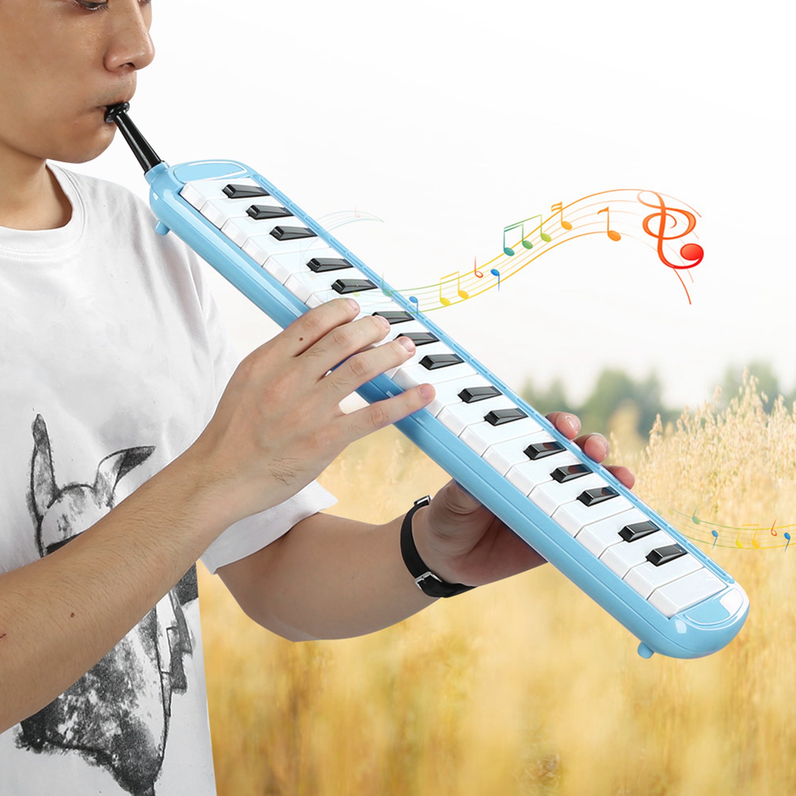 Musical Instrument Reed - Melodica 37 klawiszy Instrument dęty Niebieskie