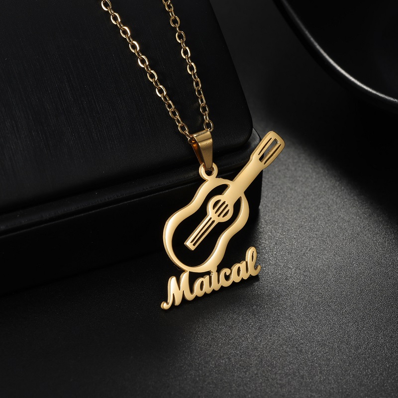 Musical Instrument And Names - Nowy Personalizowany Naszyjnik z Zawieszką w